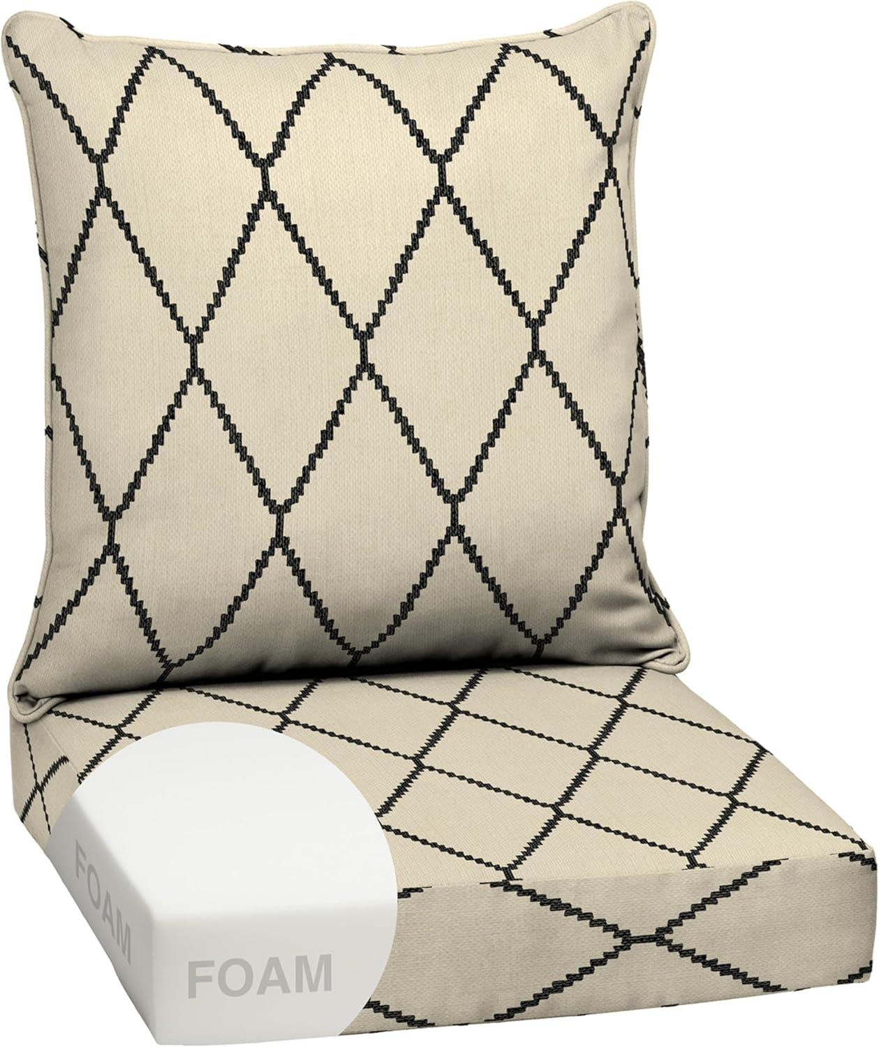 Arden Outdoor Deep Seat Cushion Set, 24 in x 24 in, Weather-Proof, Rain-Proof, Fade Resistant Patio Cushion for Chair, Sofa, and Couch Sapphire Blue Leala