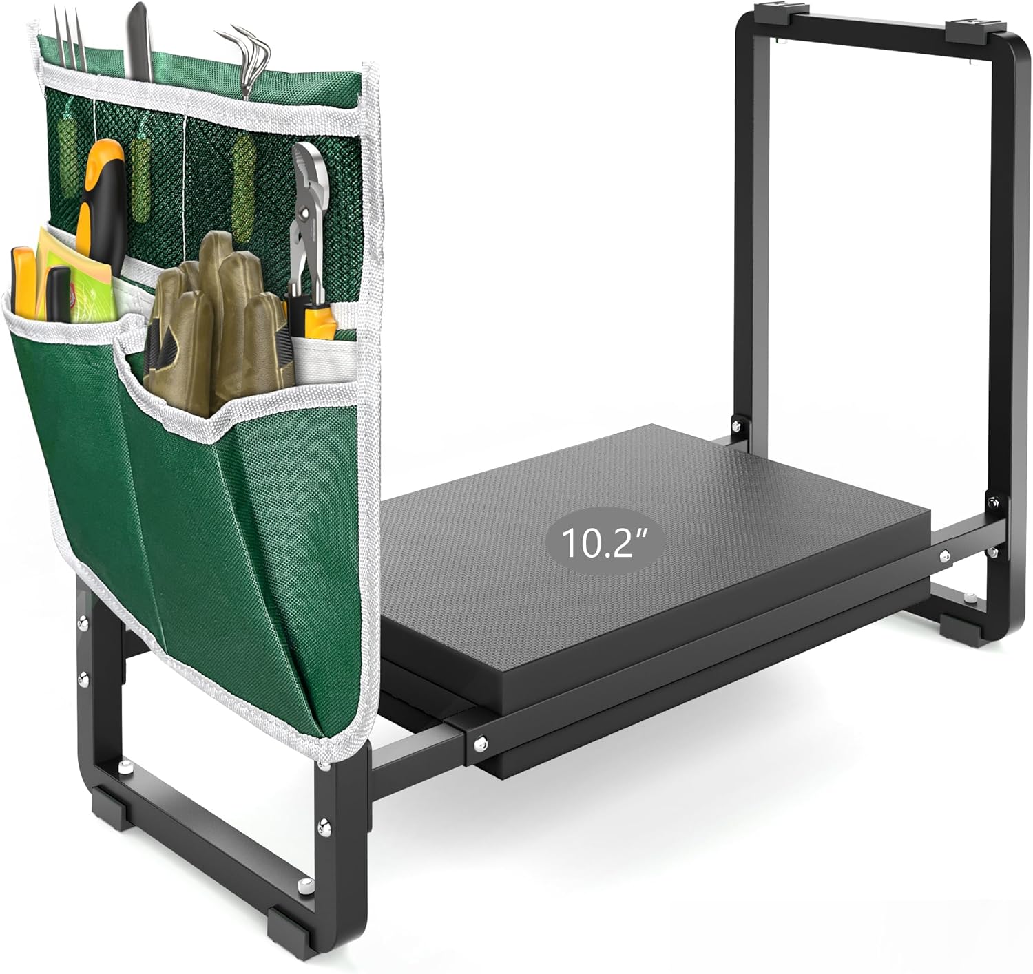 FLINTER Garden Kneelers Seat, Stable and Save Tip-Resistant Design 10.2" Wider Garden Kneeler and Seat with Handle, Heavy Duty Gardening Stool for Seniors, Gardening Weeding Bench for Parents - Black