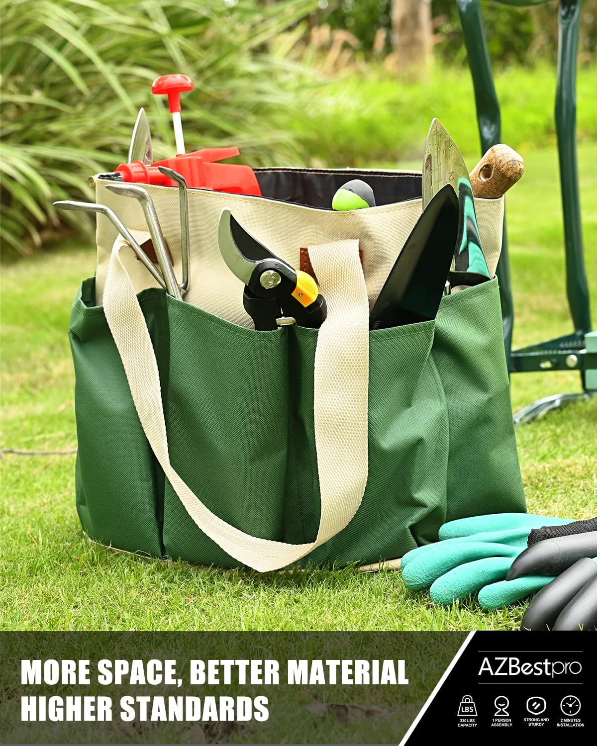 Garden Stool and Kneeler,Foldable Gardening Bench with Tool Bag Pouch EVA and Garden Gloves,Garden Kneeler and Seat Gardening Gift for Women Men