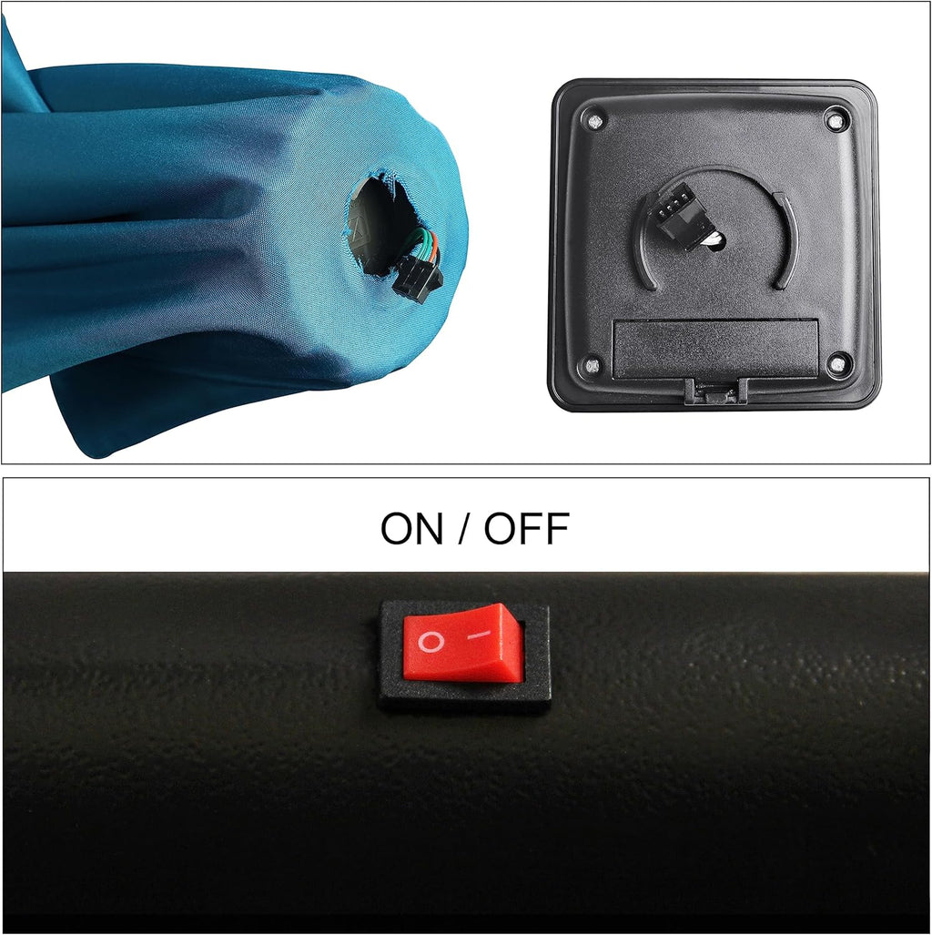 Blissun 9 ft Solar Umbrella 32 LED Lighted Patio Umbrella Table Market Umbrella with Tilt and Crank Outdoor Umbrella for Garden, Deck, Backyard, Pool and Beach (Cerulean)