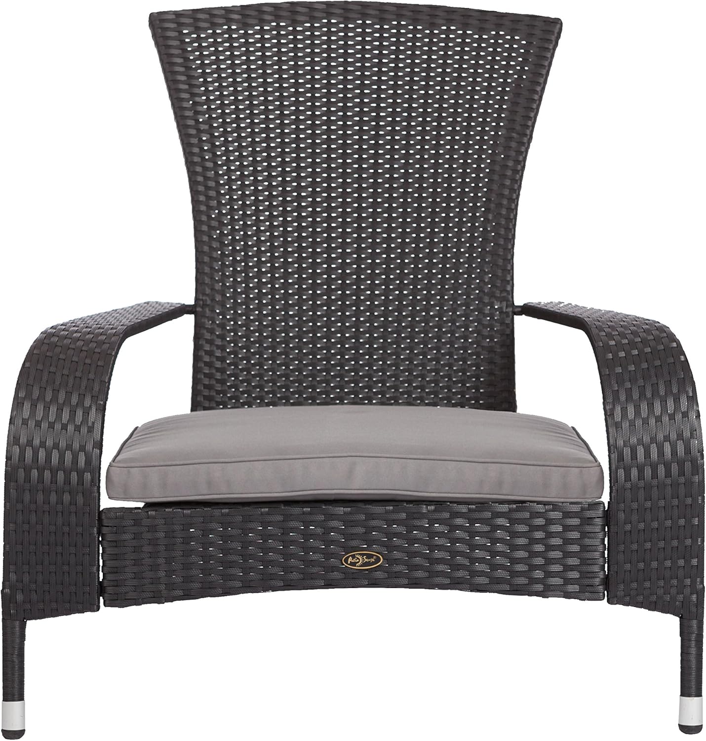 Balkene Home 62430 Coconino Wicker Chair All Weather Lightweight Durable Adirondack Style Chair Grey Outdoor Cushion Included - Black