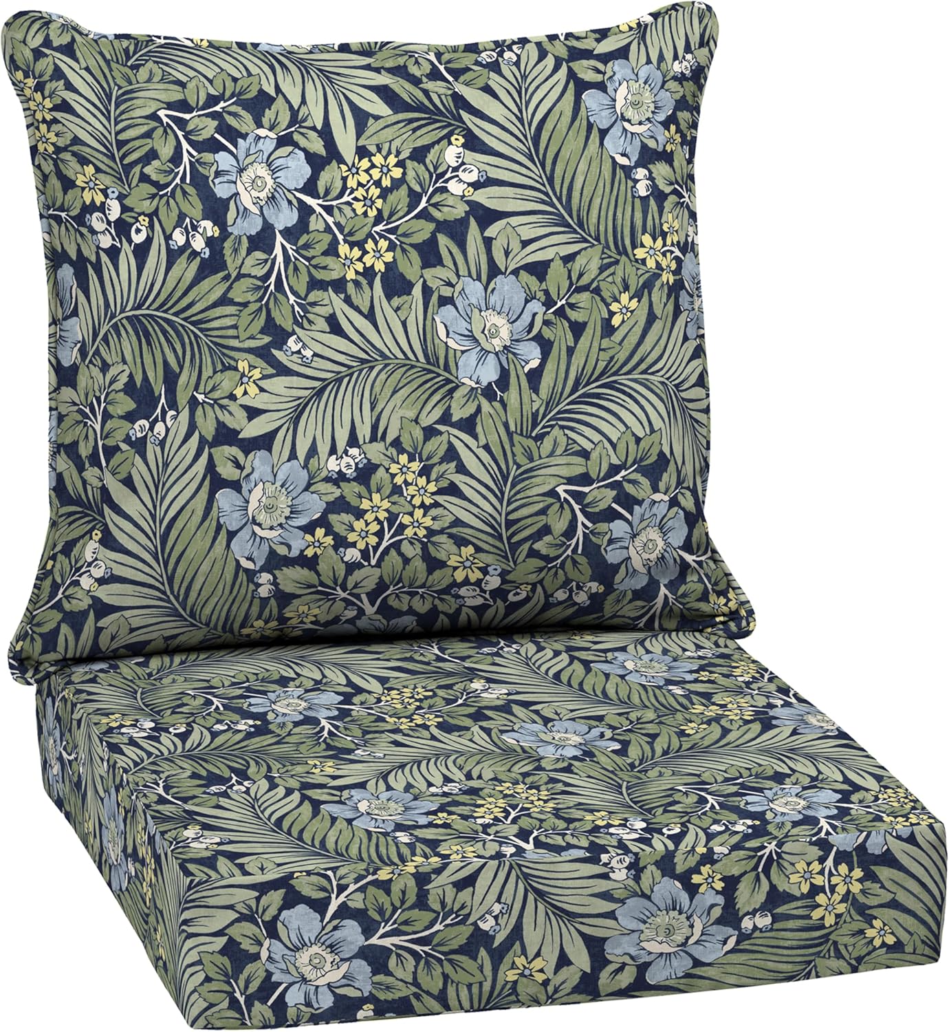 Arden Outdoor Deep Seat Cushion Set, 24 in x 24 in, Weather-Proof, Rain-Proof, Fade Resistant Patio Cushion for Chair, Sofa, and Couch Sapphire Blue Leala