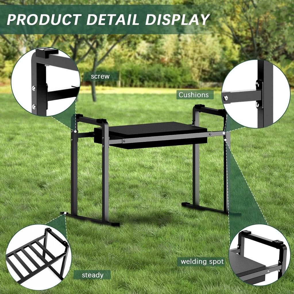FLINTER Garden Kneelers Seat, Stable and Save Tip-Resistant Design 10.2" Wider Garden Kneeler and Seat with Handle, Heavy Duty Gardening Stool for Seniors, Gardening Weeding Bench for Parents - Black