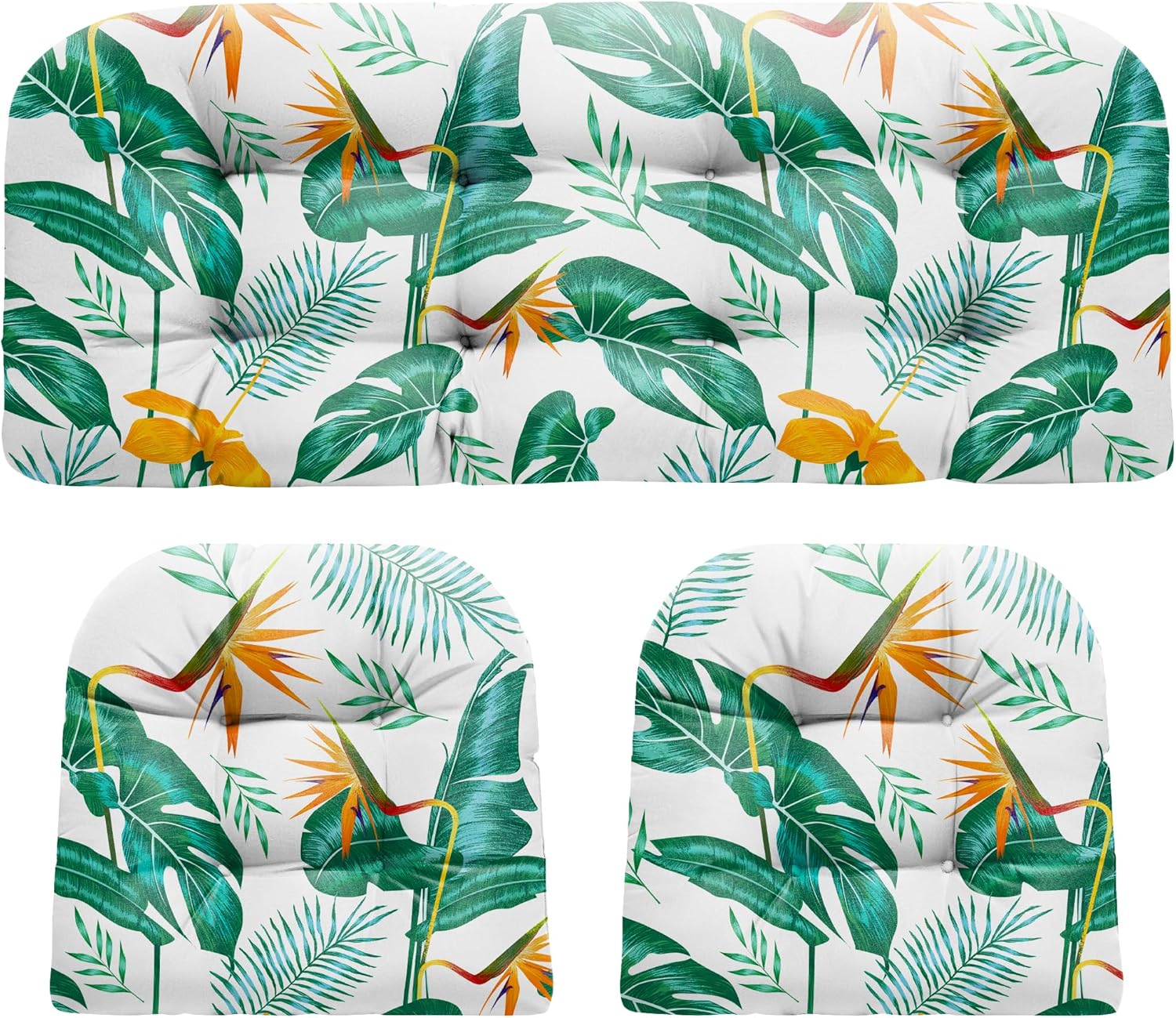 Wicker Chair Cushions, Waterproof Outdoor Loveseat Cushions for Patio Furniture, 3 Pieces Wicker Furniture Cushions, 1 Loveseat and 2 U-Shaped Cushions, Blue