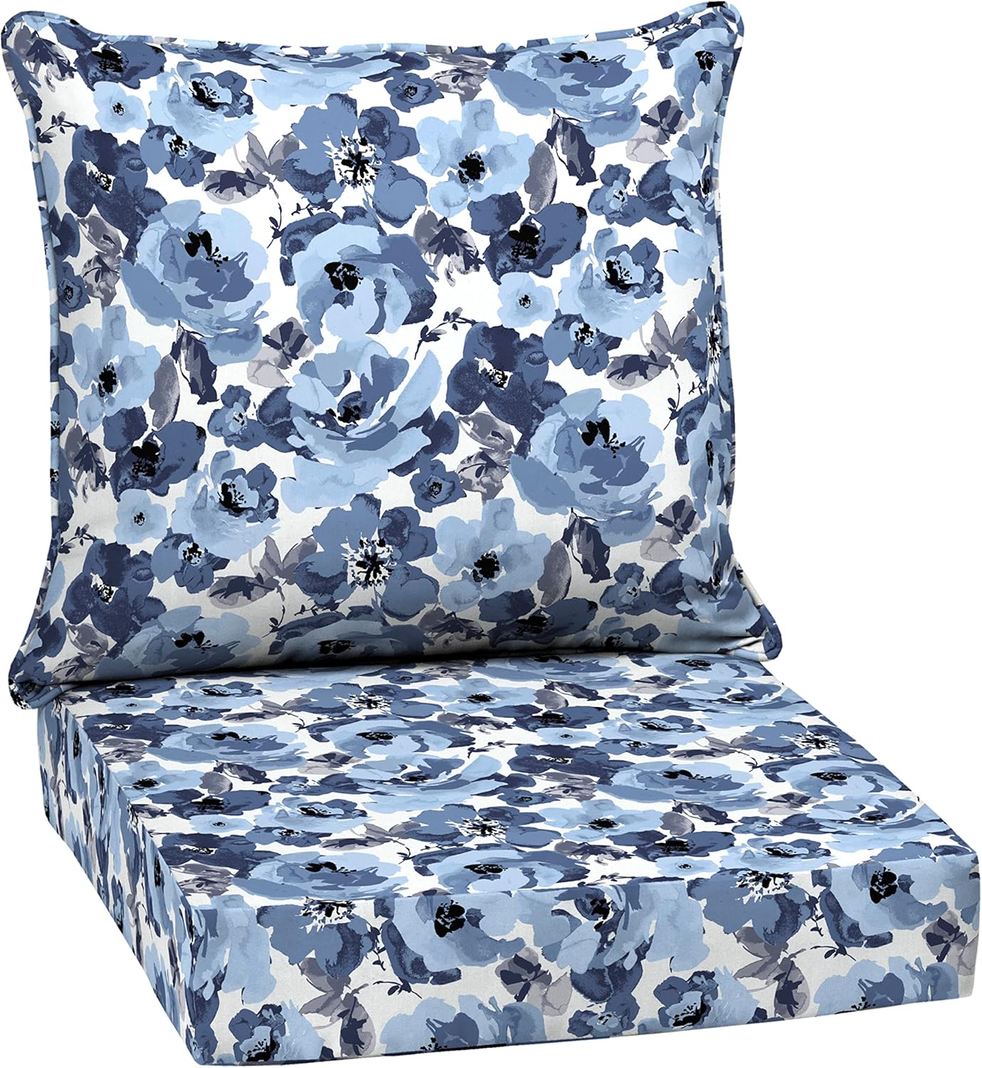 Arden Outdoor Deep Seat Cushion Set, 24 in x 24 in, Weather-Proof, Rain-Proof, Fade Resistant Patio Cushion for Chair, Sofa, and Couch Sapphire Blue Leala