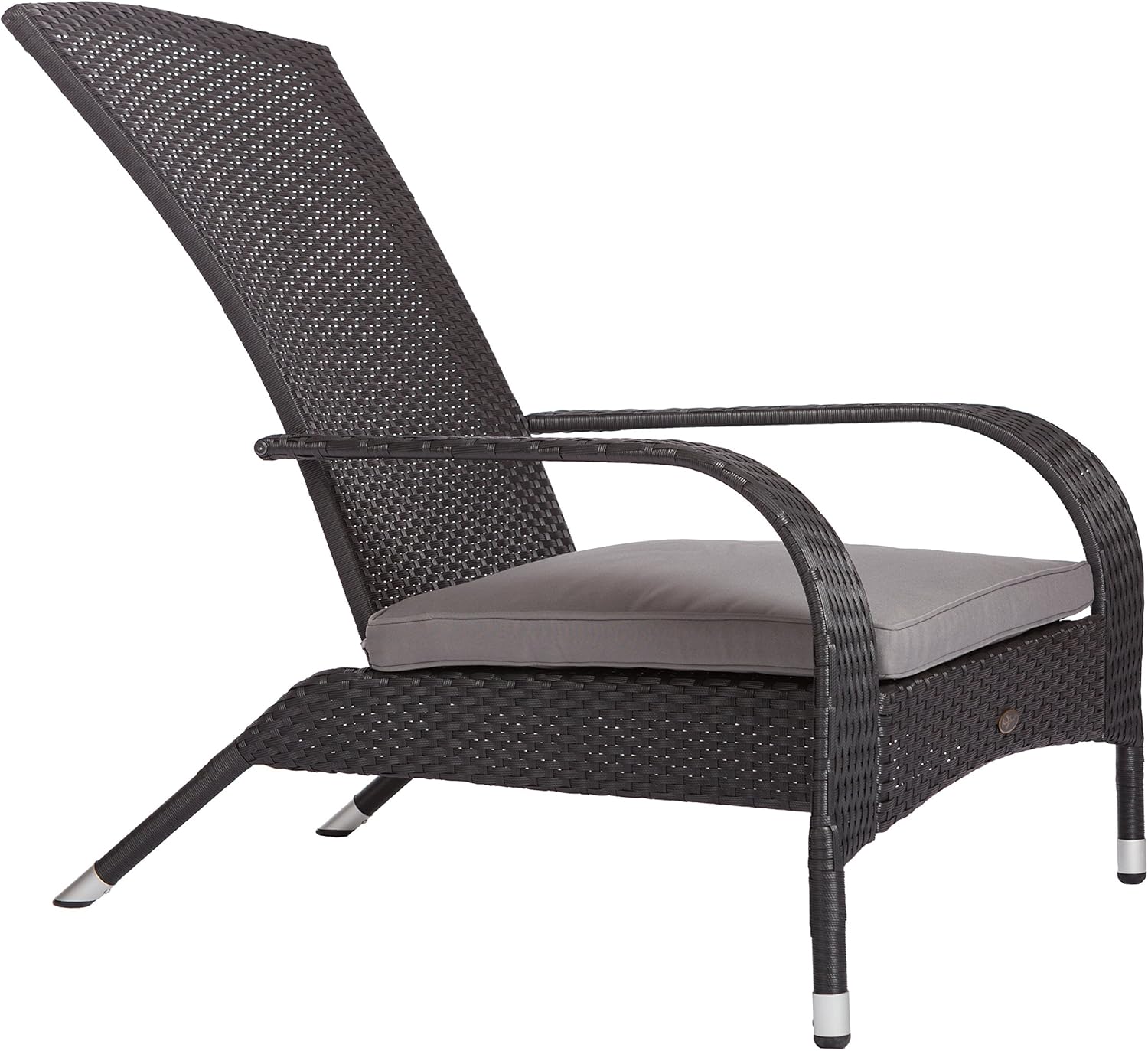 Balkene Home 62430 Coconino Wicker Chair All Weather Lightweight Durable Adirondack Style Chair Grey Outdoor Cushion Included - Black