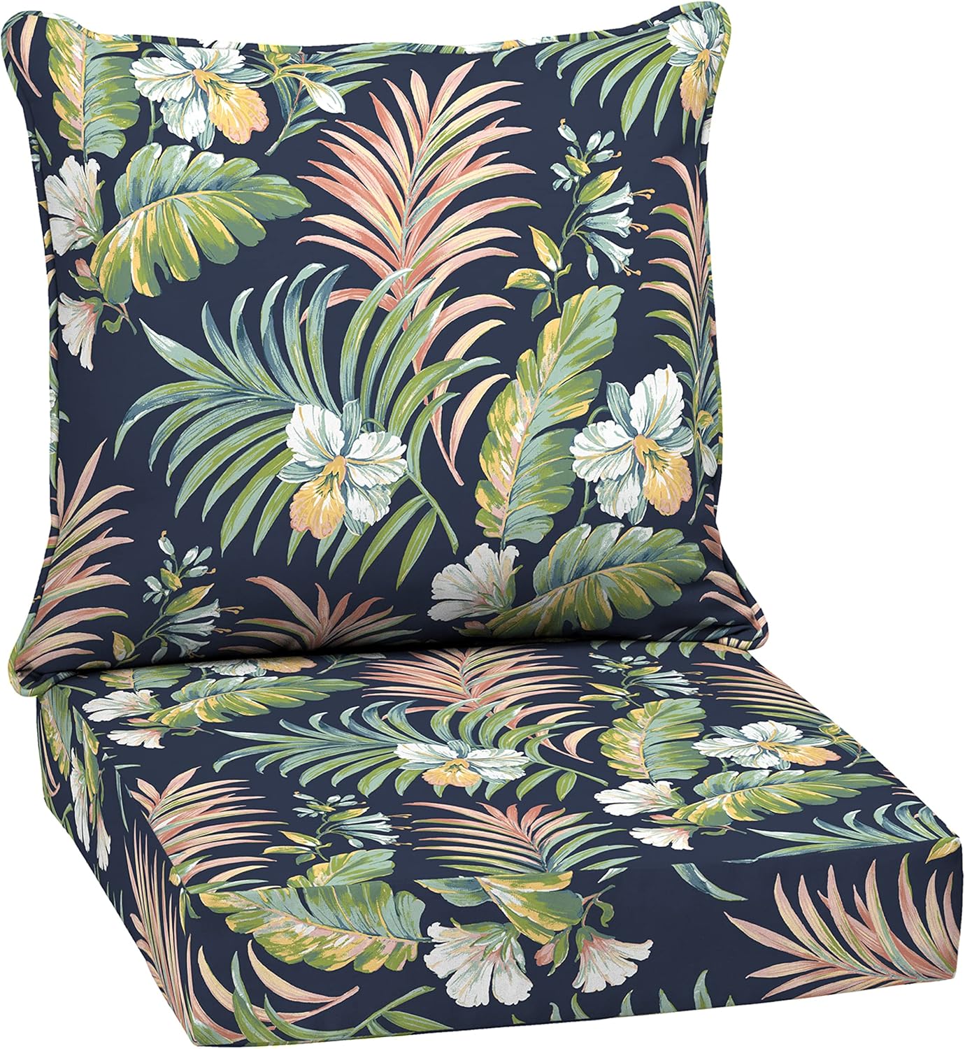 Arden Outdoor Deep Seat Cushion Set, 24 in x 24 in, Weather-Proof, Rain-Proof, Fade Resistant Patio Cushion for Chair, Sofa, and Couch Sapphire Blue Leala