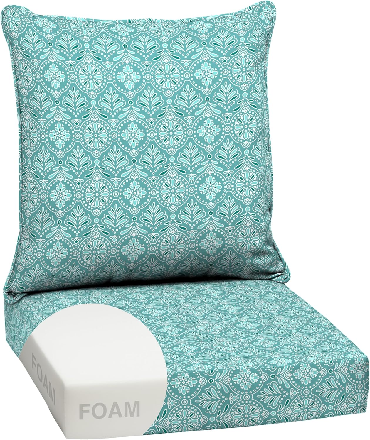 Arden Outdoor Deep Seat Cushion Set, 24 in x 24 in, Weather-Proof, Rain-Proof, Fade Resistant Patio Cushion for Chair, Sofa, and Couch Sapphire Blue Leala